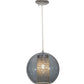 Meyda Lighting Bola 12" Sparkle Silver Crystal Pendant Light With Smoke and Clear Shade Glass