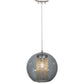 Meyda Lighting Bola 12" Sparkle Silver Crystal Pendant Light With Smoke and Clear Shade Glass
