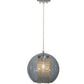 Meyda Lighting Bola 12" Sparkle Silver Crystal Pendant Light With Smoke and Clear Shade Glass