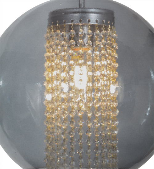 Meyda Lighting Bola 12" Sparkle Silver Crystal Pendant Light With Smoke and Clear Shade Glass