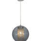 Meyda Lighting Bola 12" Sparkle Silver Crystal Pendant Light With Smoke and Clear Shade Glass