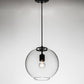 Meyda Lighting Bola 12" Textured Black Pendant Light With Clear Shade Glass