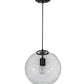 Meyda Lighting Bola 12" Textured Black Pendant Light With Clear Shade Glass