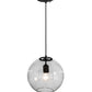 Meyda Lighting Bola 12" Textured Black Pendant Light With Clear Shade Glass