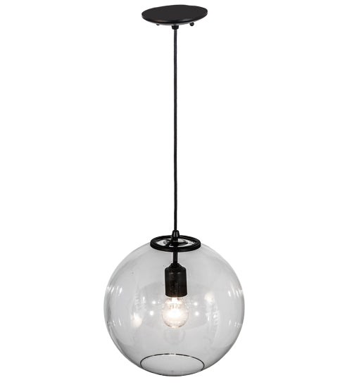 Meyda Lighting Bola 12" Textured Black Pendant Light With Clear Shade Glass