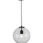 Meyda Lighting Bola 12" Textured Black Pendant Light With Clear Shade Glass