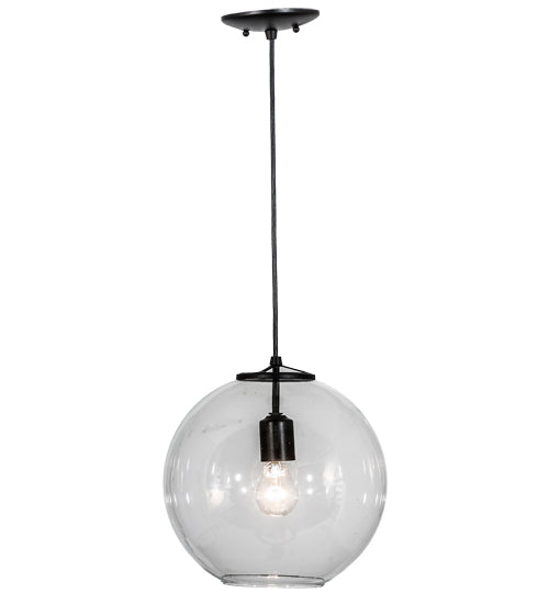 Meyda Lighting Bola 12" Textured Black Pendant Light With Clear Shade Glass