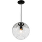 Meyda Lighting Bola 12" Textured Black Pendant Light With Clear Shade Glass