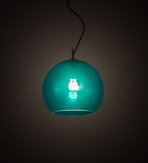 Meyda Lighting Bola 14" Chrome Play Pendant Light With Blue Shade Glass