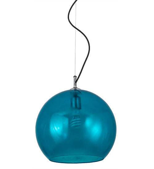 Meyda Lighting Bola 14" Chrome Play Pendant Light With Blue Shade Glass