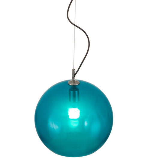 Meyda Lighting Bola 14" Chrome Play Pendant Light With Blue Shade Glass