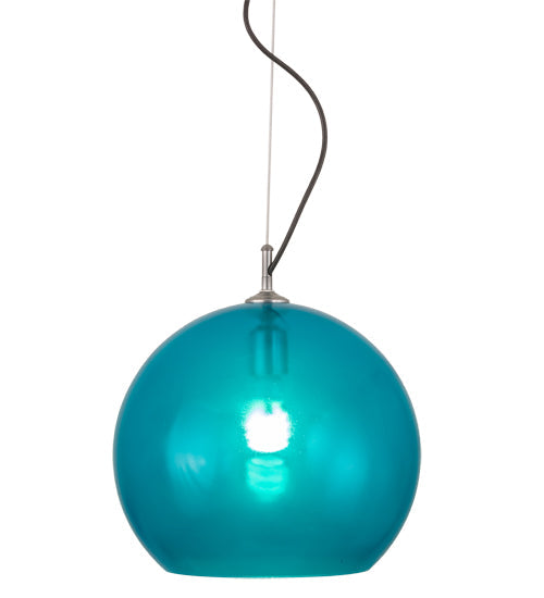 Meyda Lighting Bola 14" Chrome Play Pendant Light With Blue Shade Glass