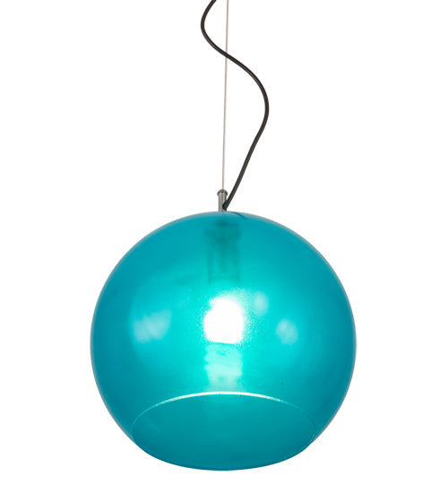 Meyda Lighting Bola 14" Chrome Play Pendant Light With Blue Shade Glass