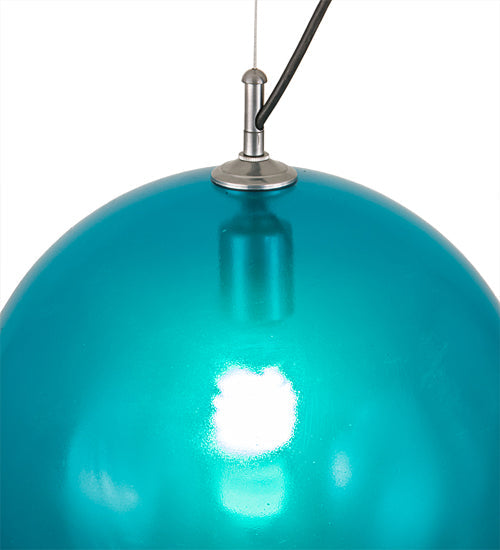 Meyda Lighting Bola 14" Chrome Play Pendant Light With Blue Shade Glass