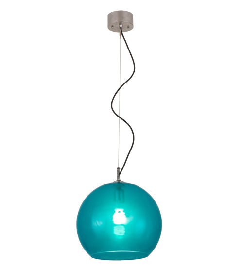 Meyda Lighting Bola 14" Chrome Play Pendant Light With Blue Shade Glass