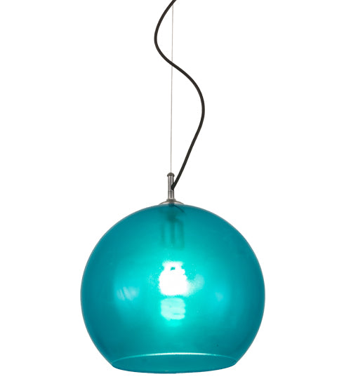 Meyda Lighting Bola 14" Chrome Play Pendant Light With Blue Shade Glass
