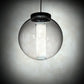 Meyda Lighting Bola 14" LED Pewter Cilindro Pendant Light With White & Clear Shade