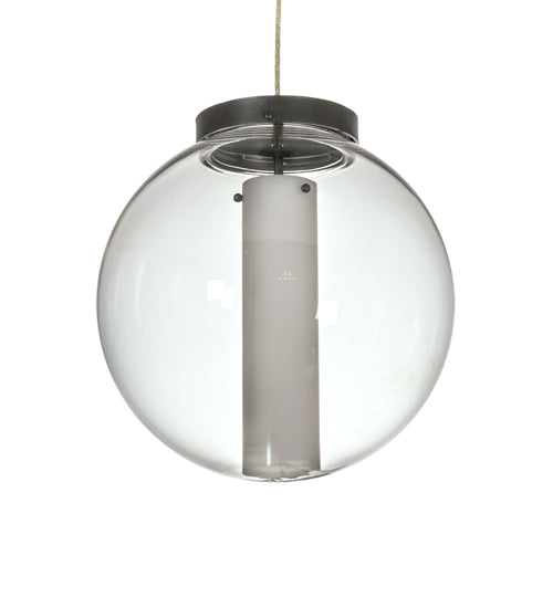 Meyda Lighting Bola 14" LED Pewter Cilindro Pendant Light With White & Clear Shade