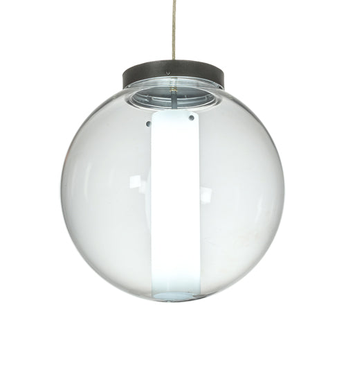 Meyda Lighting Bola 14" LED Pewter Cilindro Pendant Light With White & Clear Shade