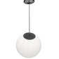 Meyda Lighting Bola 14" Pewter Pendant Light With White Opal Shade Glass