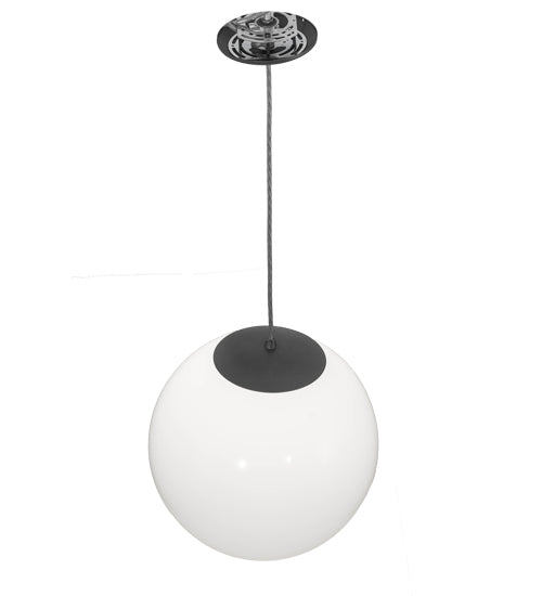 Meyda Lighting Bola 14" Pewter Pendant Light With White Opal Shade Glass