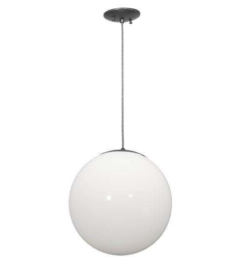 Meyda Lighting Bola 14" Pewter Pendant Light With White Opal Shade Glass