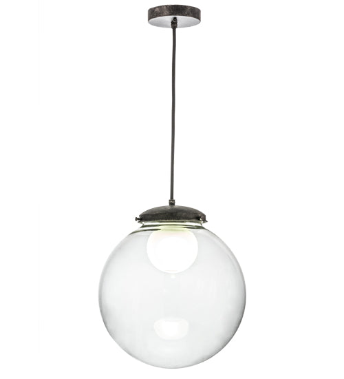 Meyda Lighting Bola 15" Black Nickel Pendant Light With Clear Glass Orb Shade Glass