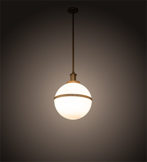 Meyda Lighting Bola 17" Champagne Metallic Equator Pendant Light With White Statuario Idalight Shade