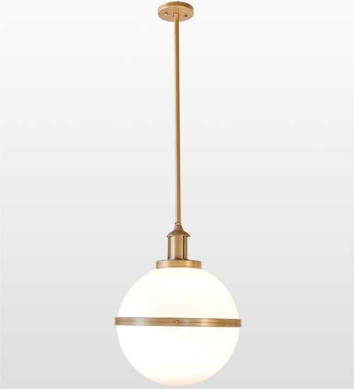 Meyda Lighting Bola 17" Champagne Metallic Equator Pendant Light With White Statuario Idalight Shade