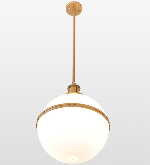 Meyda Lighting Bola 17" Champagne Metallic Equator Pendant Light With White Statuario Idalight Shade