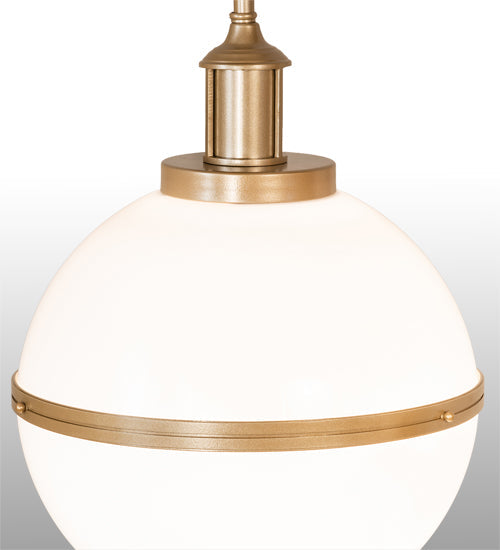 Meyda Lighting Bola 17" Champagne Metallic Equator Pendant Light With White Statuario Idalight Shade