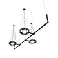 Meyda Lighting Bola 178" 3-Light Solar Black Whipple Island Chandelier With White Shade Glass