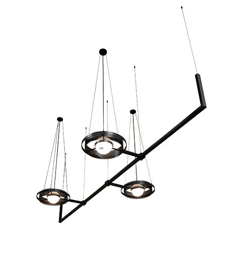 Meyda Lighting Bola 178" 3-Light Solar Black Whipple Island Chandelier With White Shade Glass