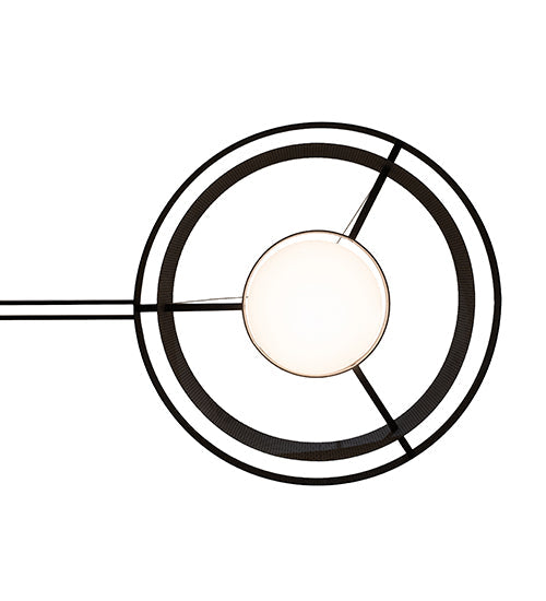 Meyda Lighting Bola 178" 3-Light Solar Black Whipple Island Chandelier With White Shade Glass