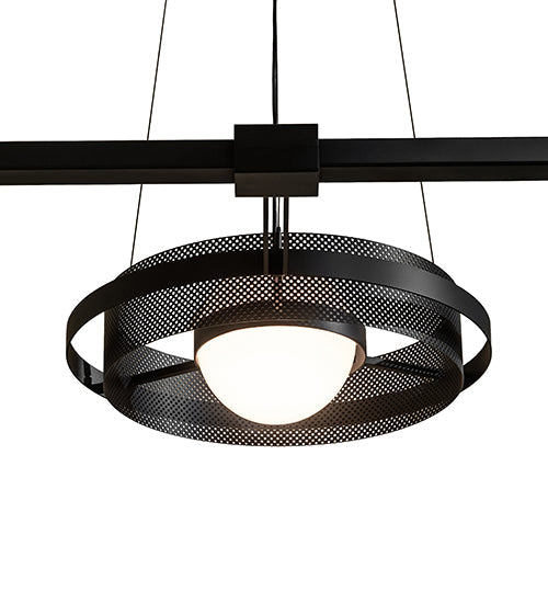 Meyda Lighting Bola 178" 3-Light Solar Black Whipple Island Chandelier With White Shade Glass