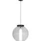Meyda Lighting Bola 18" Solar Black Powder Coat Cilindro Pendant Light With Clear & White Shade Glass