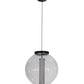 Meyda Lighting Bola 18" Solar Black Powder Coat Cilindro Pendant Light With Clear & White Shade Glass