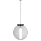 Meyda Lighting Bola 18" Solar Black Powder Coat Cilindro Pendant Light With Clear & White Shade Glass