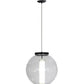 Meyda Lighting Bola 18" Solar Black Powder Coat Cilindro Pendant Light With Clear & White Shade Glass