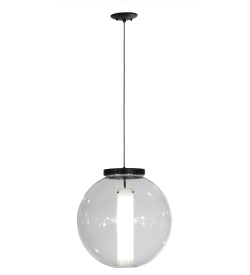 Meyda Lighting Bola 18" Solar Black Powder Coat Cilindro Pendant Light With Clear & White Shade Glass