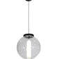 Meyda Lighting Bola 18" Solar Black Powder Coat Cilindro Pendant Light With Clear & White Shade Glass