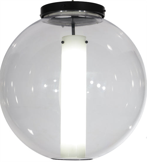 Meyda Lighting Bola 18" Solar Black Powder Coat Cilindro Pendant Light With Clear & White Shade Glass