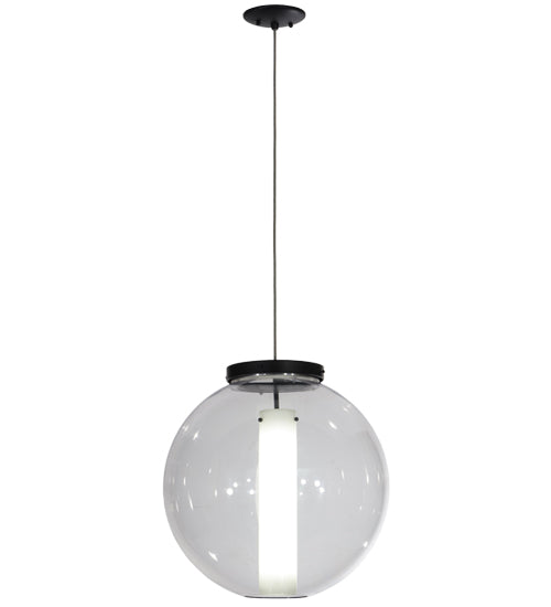 Meyda Lighting Bola 18" Solar Black Powder Coat Cilindro Pendant Light With Clear & White Shade Glass