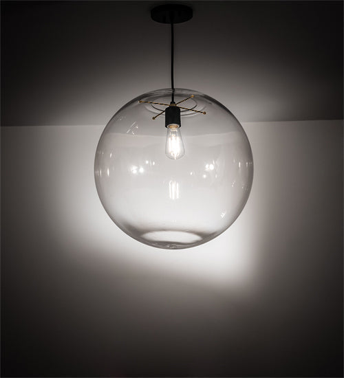 Meyda Lighting Bola 18" Textured Black Pendant Light With Clear Crystal Idalight Shade