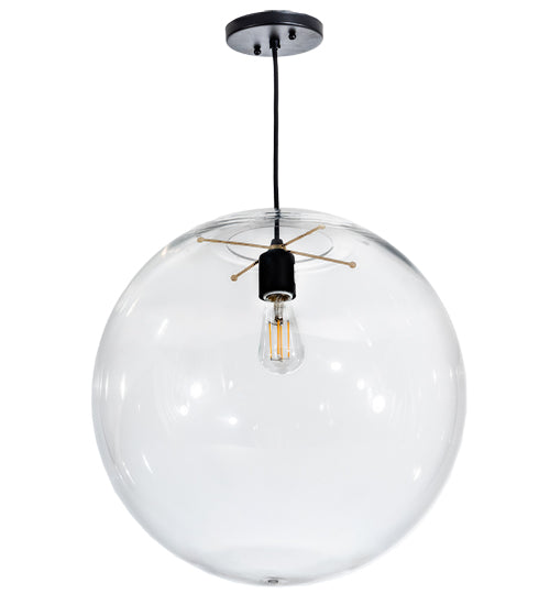 Meyda Lighting Bola 18" Textured Black Pendant Light With Clear Crystal Idalight Shade