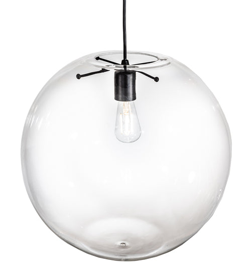 Meyda Lighting Bola 18" Textured Black Pendant Light With Clear Crystal Idalight Shade