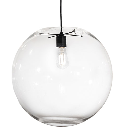 Meyda Lighting Bola 18" Textured Black Pendant Light With Clear Crystal Idalight Shade