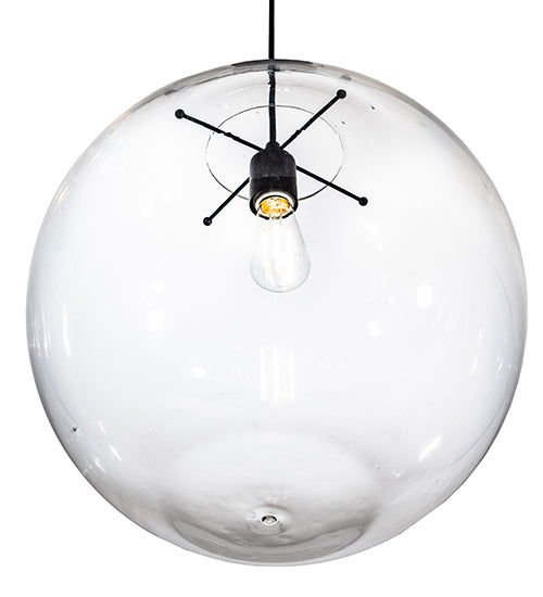 Meyda Lighting Bola 18" Textured Black Pendant Light With Clear Crystal Idalight Shade