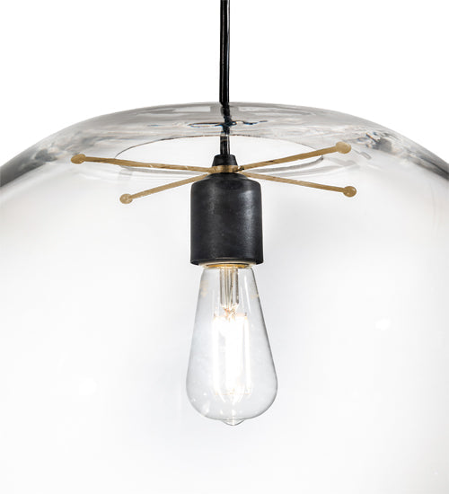 Meyda Lighting Bola 18" Textured Black Pendant Light With Clear Crystal Idalight Shade