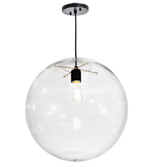 Meyda Lighting Bola 18" Textured Black Pendant Light With Clear Crystal Idalight Shade